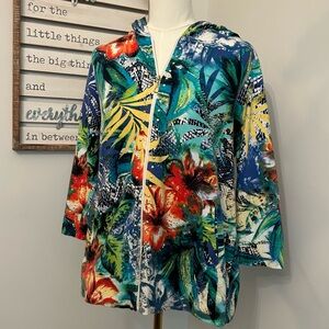 Onque Casual graphic Colorful Hoodie Long Sleeve full zip up with metal accents